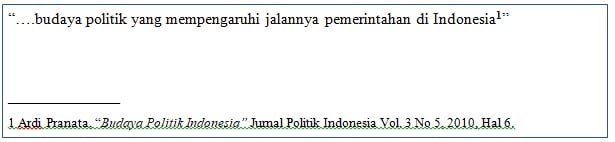 cara membuat footnote